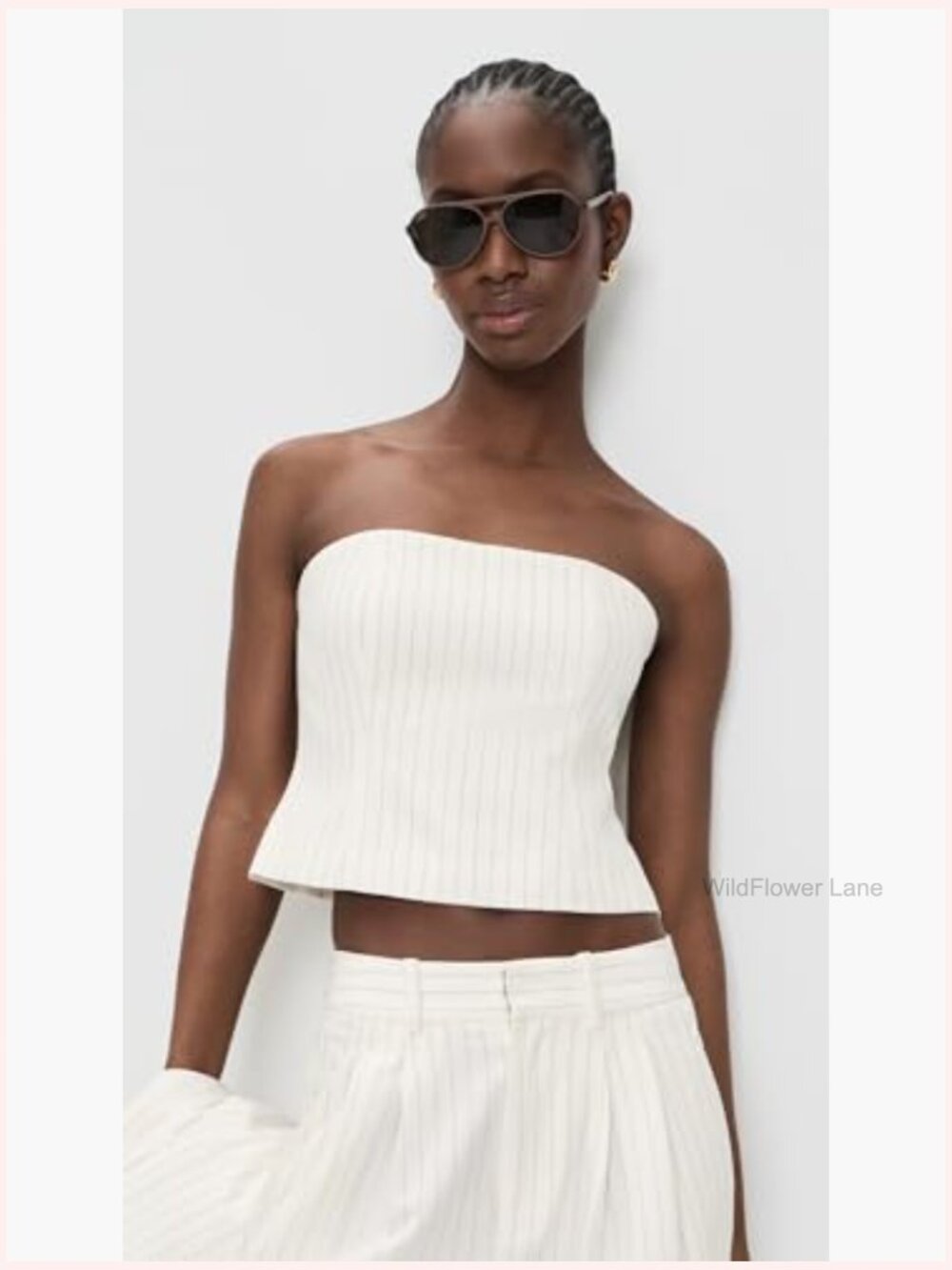 Essential Suiting Strapless Top with Pinstripe Pattern - Picture 2 of 6
